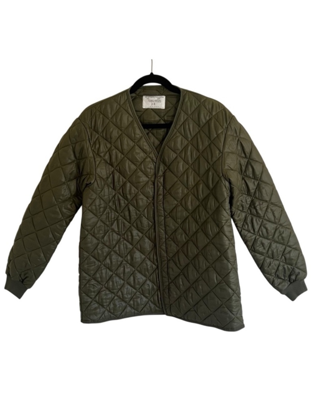Vintage Green 1980s Military Quilted Liner Jacket Free People Approx Medium